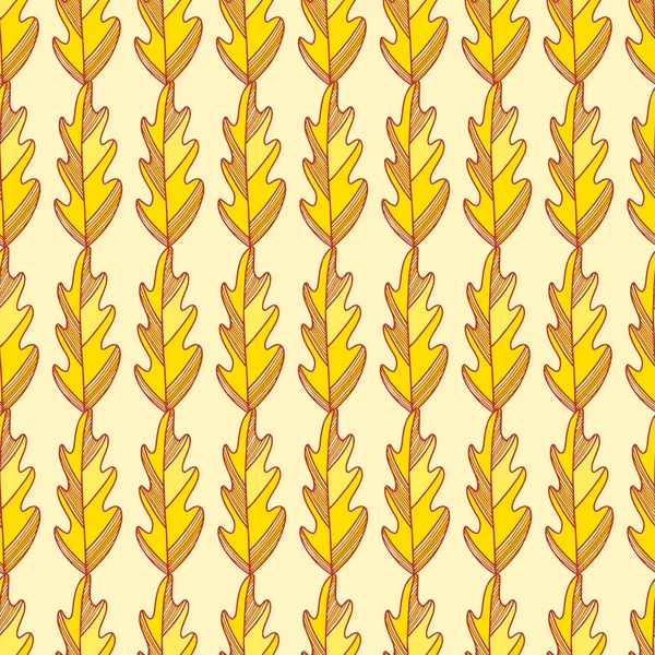 黄色和橙色叶子无缝背景 矢量模式设计 离开无缝模式 — 图库矢量图片
