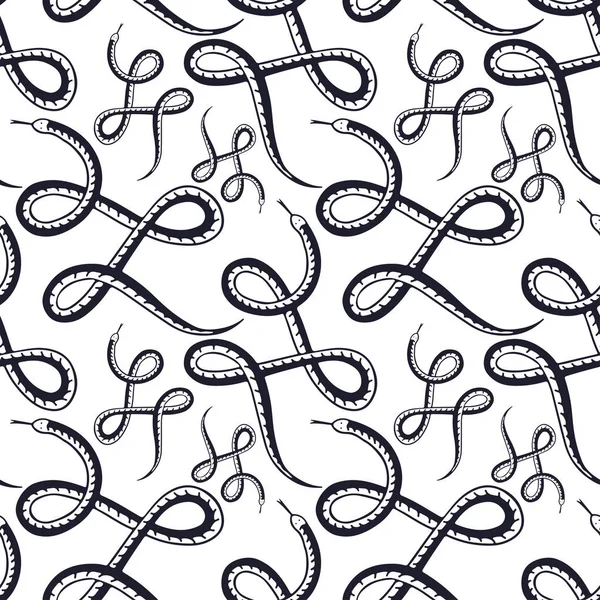 Сплошной Векторный Рисунок Змей Паттерны Черно Белых Цветах Текстильная Печать — стоковый вектор