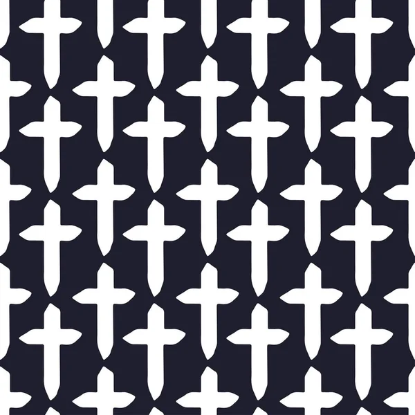 Простий Візерунок Хрестів Мінімалістичний Безшовний Візерунок Скандинавському Стилі Білі Хрести — стоковий вектор