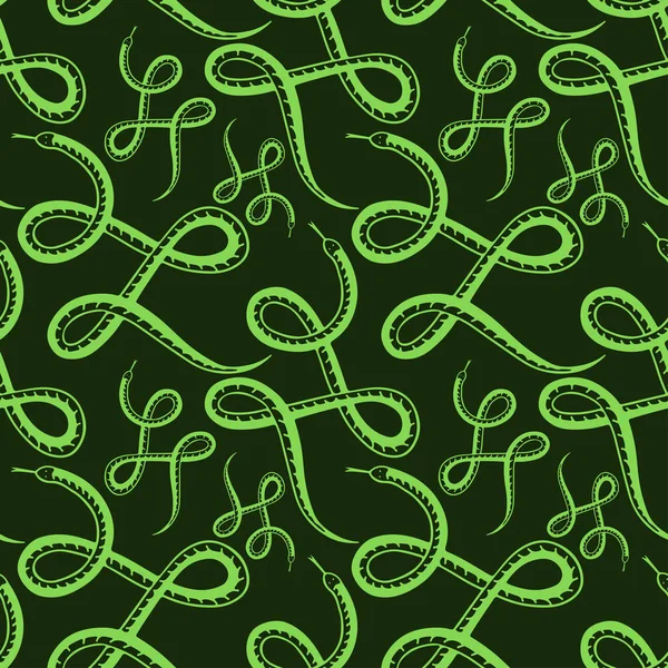 Ormar Sömlösa Mönster Mönster Svarta Och Gröna Färger Textil Vektor — Stock vektor