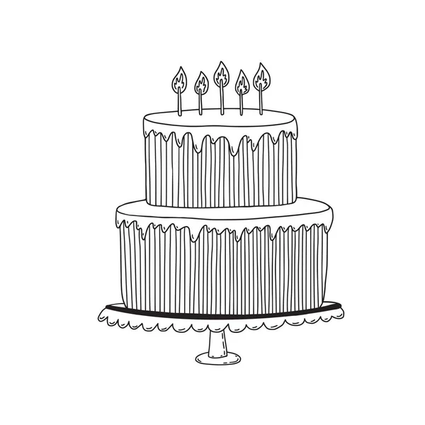 Birthday Cake Illustration Invitation Vector Decoration Happy Birthday Cake Greeting — Stock Vector