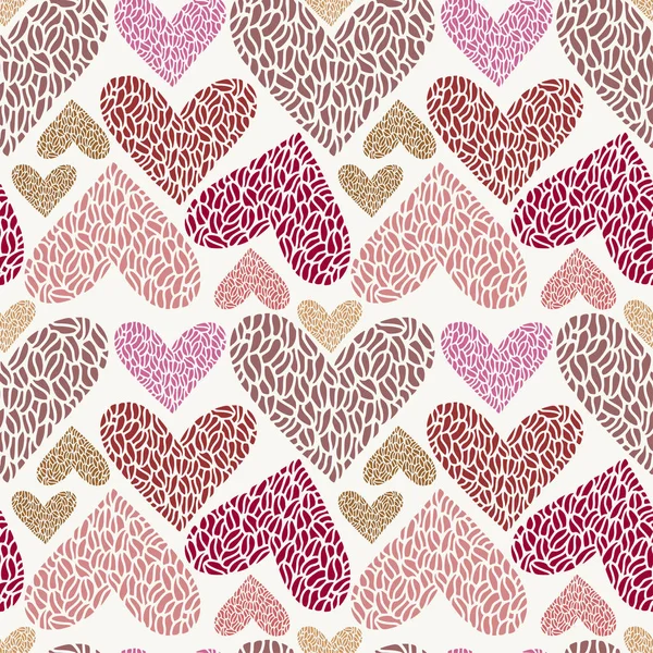 Colorful Hearts Seamless Pattern Coffee Bean Hearts Printable Background — Stock Vector