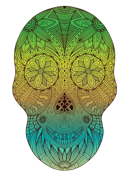 Mexican Sugar Skull Floral Ornament Skull Vector Shirt Print Design — Stock Vector