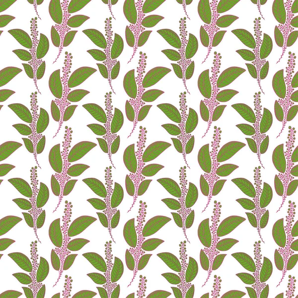 Yeşil Dalları Sorunsuz Arka Plan Desen Tekstil Tasarımı Yaprakları Ile — Stok Vektör