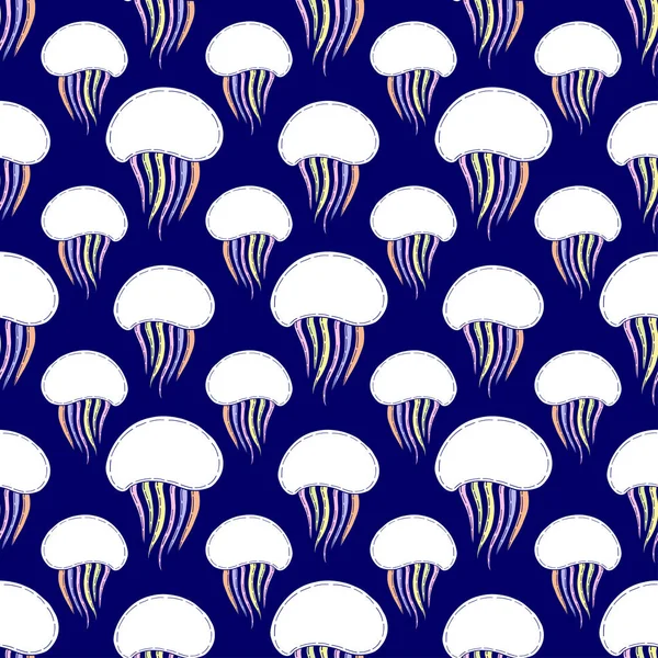 Jellyfish Padrão Sem Costura Design Têxtil Infantil Impressão Vetorial Peixe — Vetor de Stock