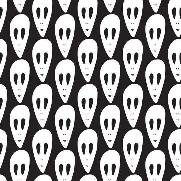 Чужой Бесшовный Векторный Фон Мода Текстильный Дизайн Рисунок Головы Инопланетянина — стоковый вектор