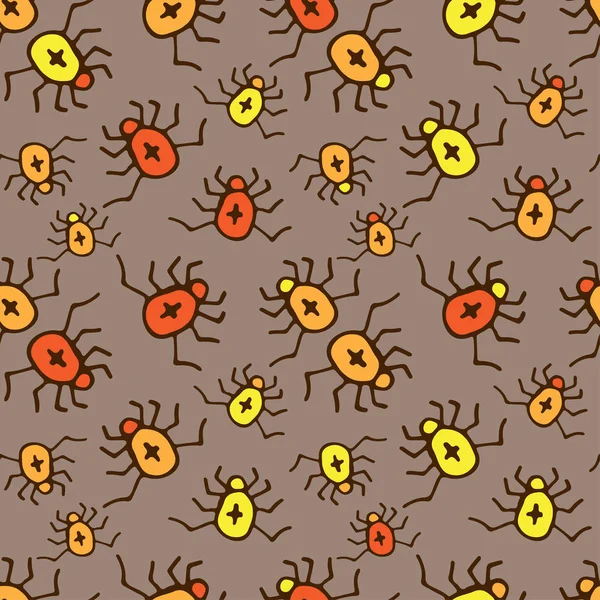 Escarabajos Patrón Diseño Arañas Fondo Sin Costuras Patrón Textil Papel — Archivo Imágenes Vectoriales