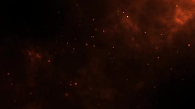 Yangın arka planında rüzgarda uçan parçacıklar