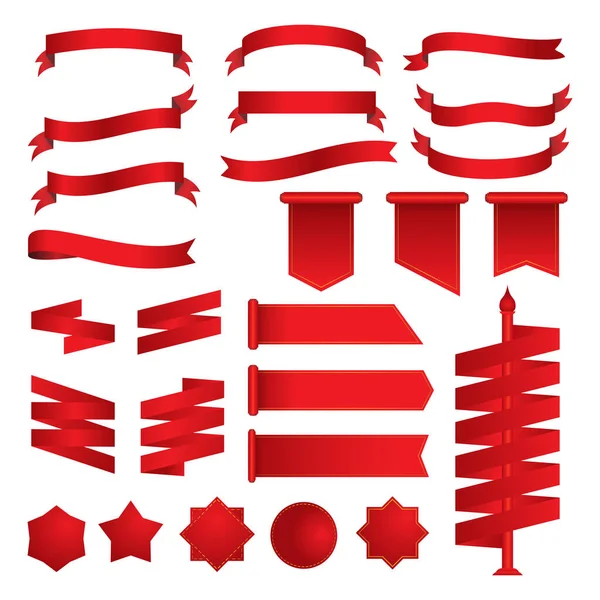 Κόκκινο Χρώμα Κορδέλα Και Banner Διάνυσμα Σχεδιασμό Για Διακόσμηση Και Διανυσματικά Γραφικά