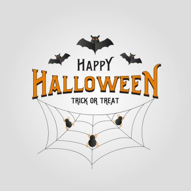 Cadılar Bayramı 'nız kutlu olsun. Yarasa, ağ ve örümcek vektörüyle iyi eğlenceler..