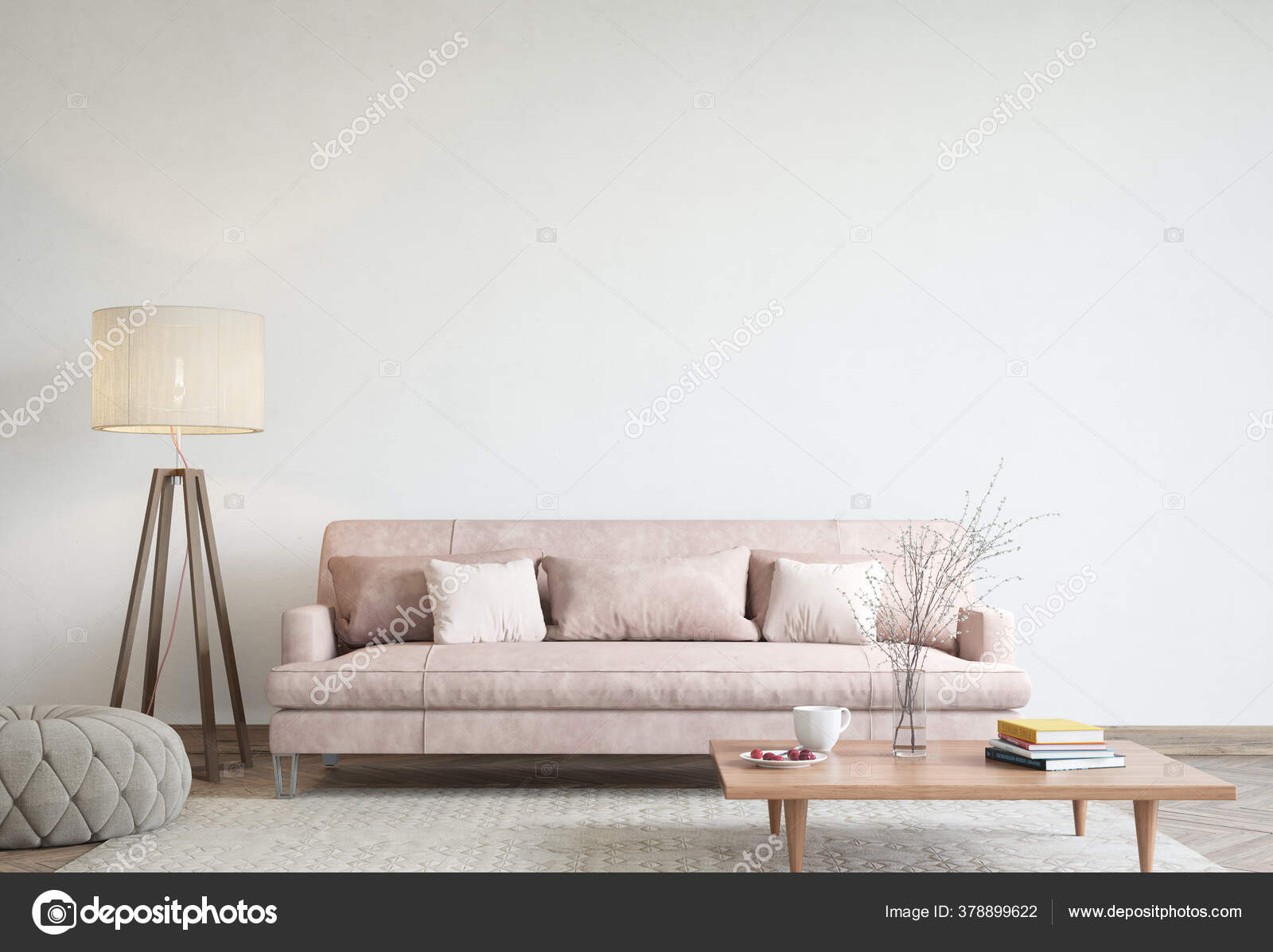 Interior House Design Simple White Background Mock Modern Scandinavian  Space Stock Photo by ©lilasGH 378899622