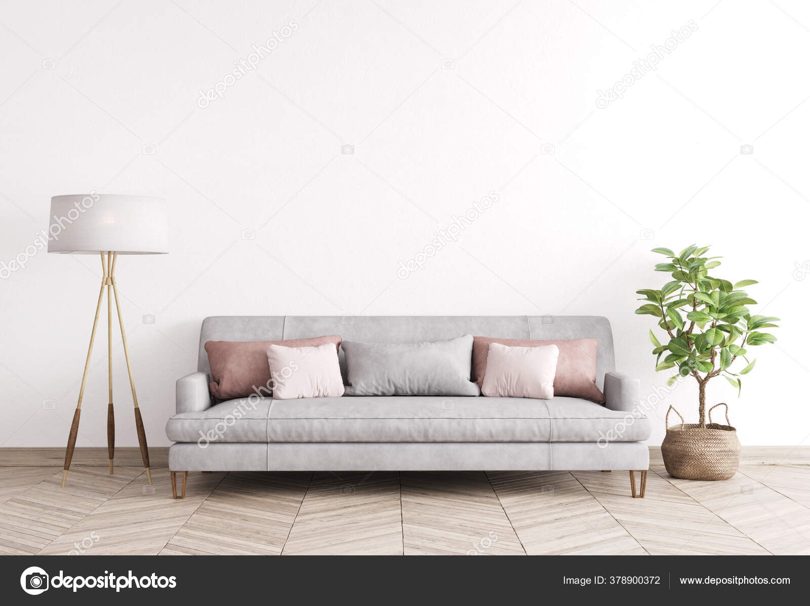 Interior House Design Simple White Background Mock Modern Scandinavian Space Stock Photo C Lilasgh 378900372