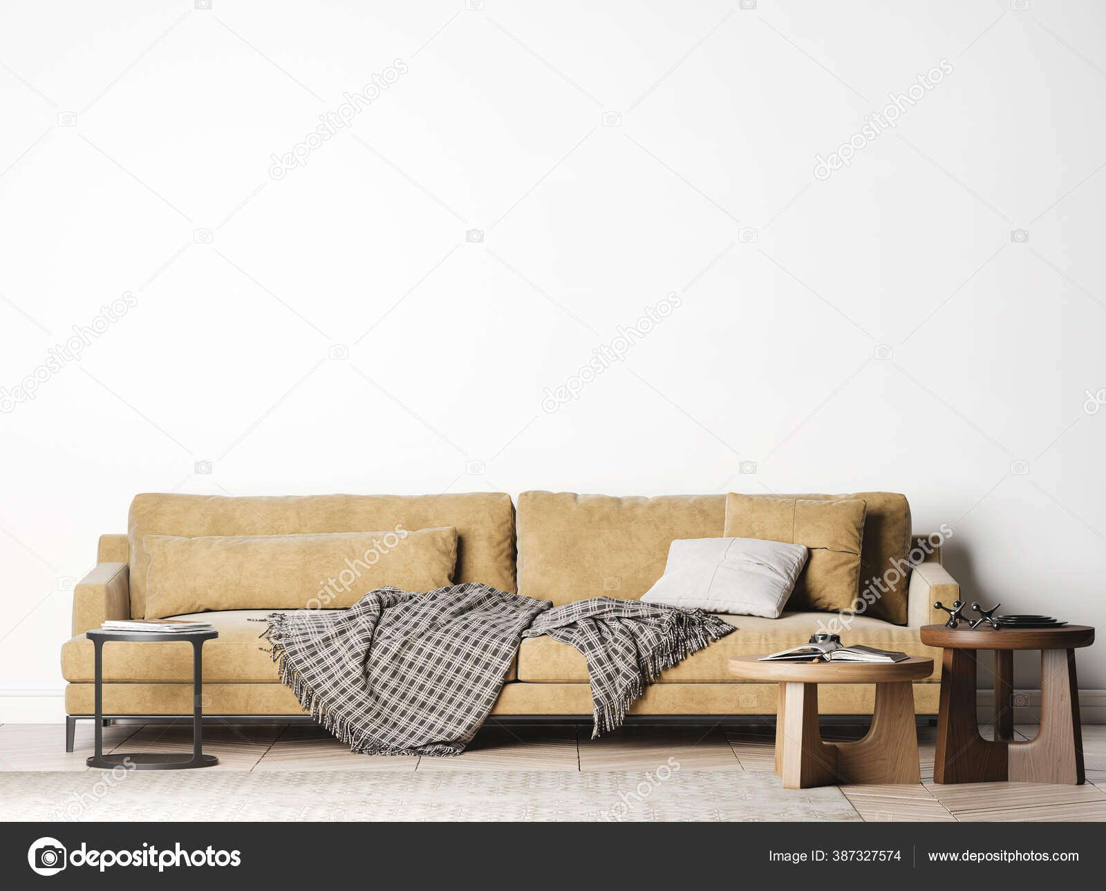 Living Room Cozy Yellow Big Sofa Mock Modern Interior Background Stock  Photo by ©lilasGH 387327574