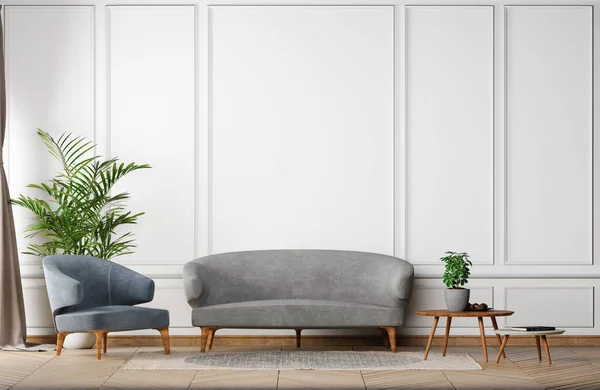 Mock Leere Wand Von Stilvollen Neuen Klassischen Interieur Weißen Hintergrund — Stockfoto