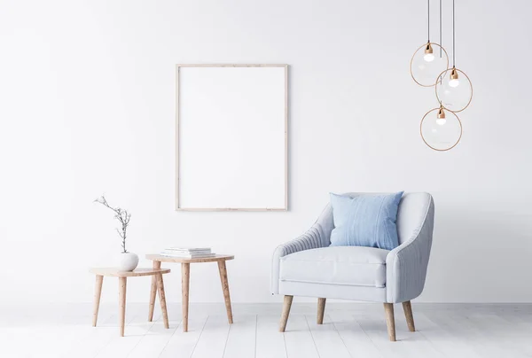 Mock Frame Modern Nyaman Ruang Tamu Desain Interior Dengan Beludru — Stok Foto