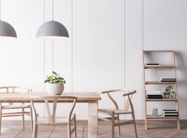 Parlak ahşap yemek odası maketi 