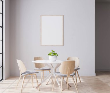 Ahşap iç yemek odası maketi. Modern biçim 