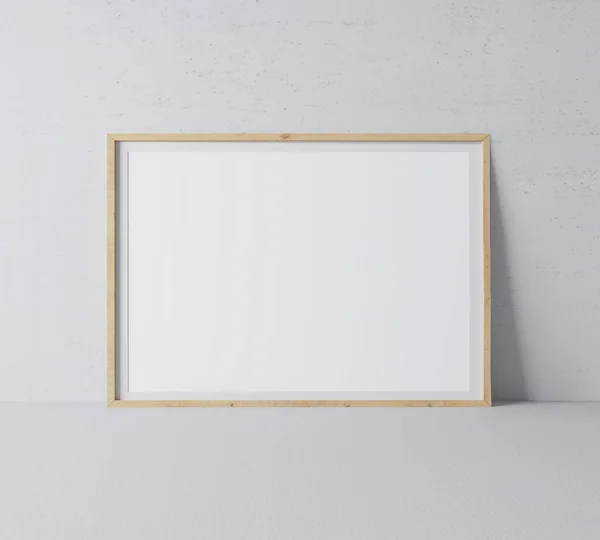 Horizontal Wooden Empty Frame Modern Design Minimal Gray Background Size — Stock Photo, Image