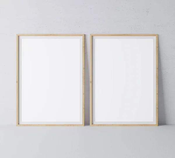 最小灰度背景 A4尺寸 现代设计中的竖直木制空框 — 图库照片