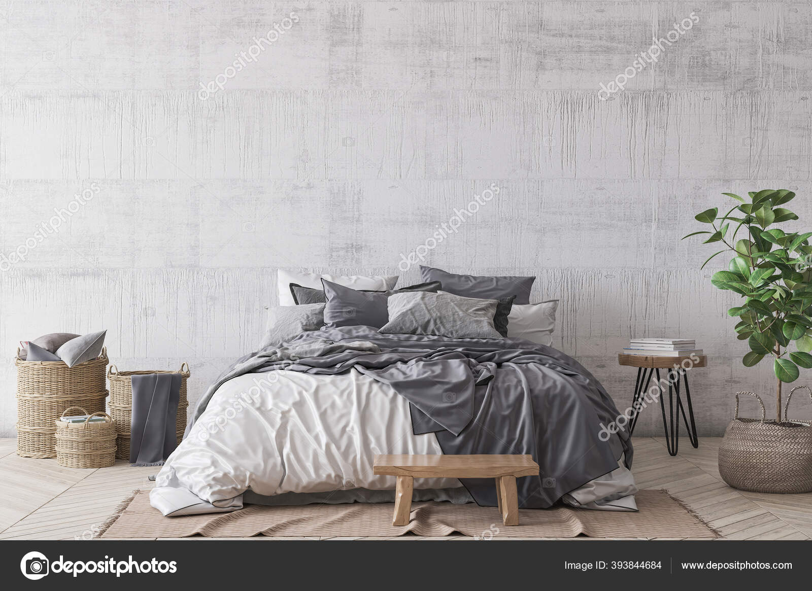 Download Scandinavian Style Bedroom Mockup Home Interior Design Stock Photo Image By C Lilasgh 393844684