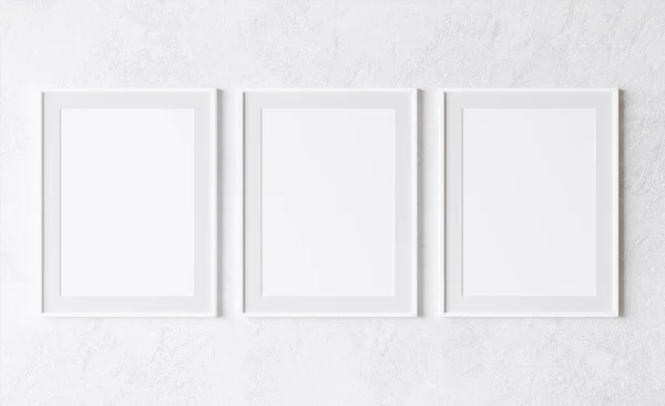 Drie Verticale Frame Model Poster Frame Witte Muur Illustratie — Stockfoto