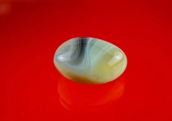 Agate Egy Erős Gyógyító Gyönyörű Szürke Fehér Csíkok Botswana — Stock Fotó