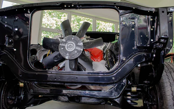 Roda Ventilador Motor Embutido Uma Concha Corpo Carro Músculo — Fotografia de Stock