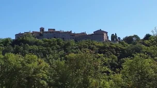 Ancient Village Macerino Located Tip Mountain All Stone — Stock Video