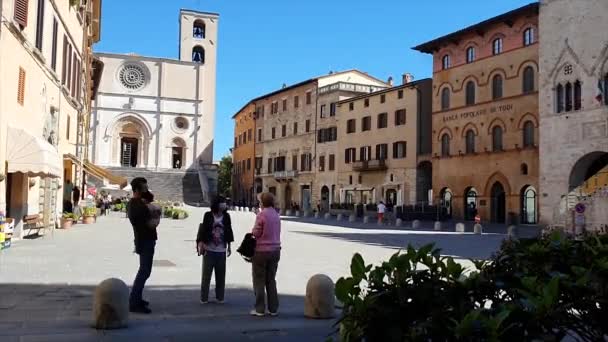 Todi Italia Junio 2020 Time Lapse Todi People Square Tourists — Vídeos de Stock