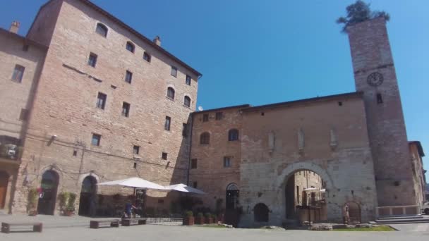 Spello Giugno 2020 Piazza Della Porta Consolare Spello — Video Stock