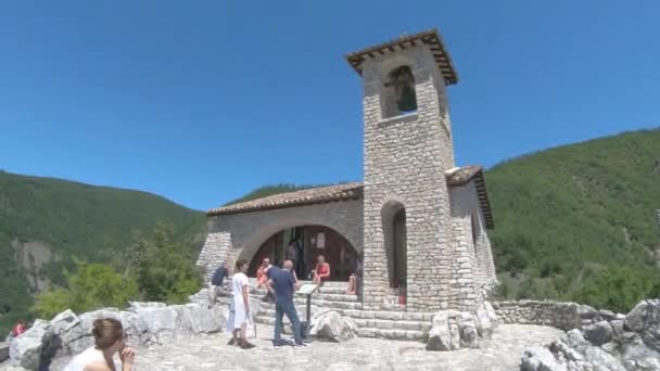 Roccaporena Italy July 2020 Rock Sanctuary Top Mountain Saint Rita — стоковое видео
