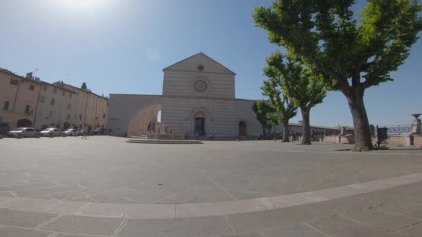 Assisi Italy July 2020 Basilica Santa Chiara Assisi Center Town — стокове відео