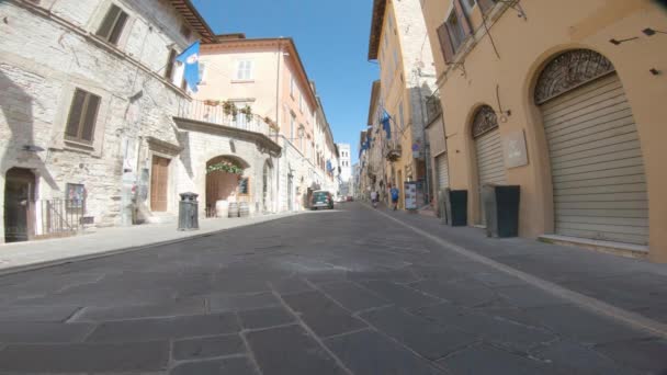 Asisi Talya Temmuz 2020 Assisi Şehrinin Merkezinde Sokak Santa Chiara — Stok video