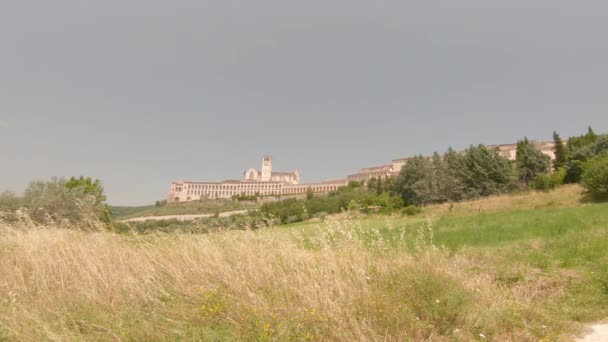 Assisi Italy July 2020 Огляд Базиліки Сан Франческо Assisi — стокове відео