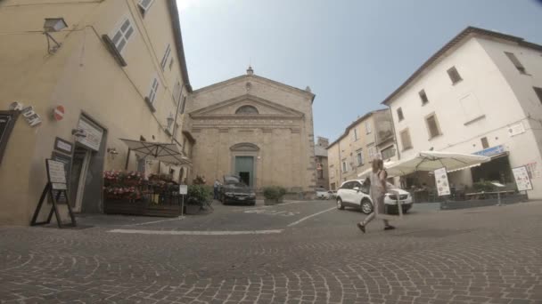 Orvieto Italia Luglio 2020 Piazza Sant Angelo Sua Chiesa Nel — Video Stock
