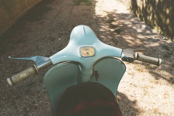 Terni Italy Julho 2020 Vespa Especial Piaggio Vintage Detalhe Guidão — Fotografia de Stock