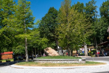 Monte Amiata, İtalya Ağustos 01: 2020 Monte Amiata 'nın otoparkına varış.