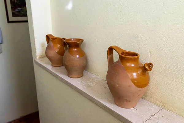 Ancient Terracotta Pot Wooden Nestoli — Stock Photo, Image