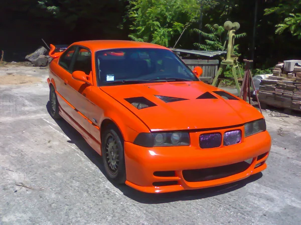 Terni Italy August 2020 Bmw Tuning Bright Orange Properties — стоковое фото