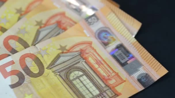 Detalle Los Billetes Euros Abanicados — Vídeos de Stock