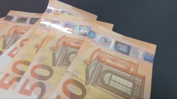 Detalle Los Billetes Euros Abanicados — Vídeo de stock
