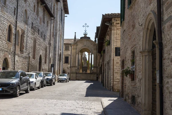 Gubbio Italia Agosto 2020 Statua Sant Ubaldo Patrono Del Comune — Foto Stock