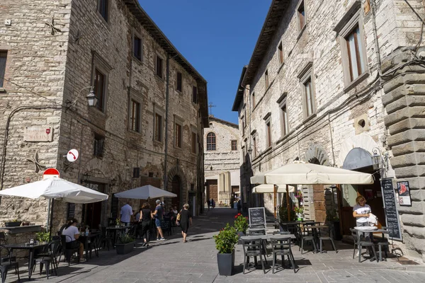 Gubbio Itálie Srpna 2020 Piazza Giordano Bruno Centru Města Gubbio — Stock fotografie