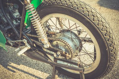 TERNI, İTALYA EPTEMİ 18 Eylül 2020: antika Benelli 250 motorsikletinin ayrıntıları