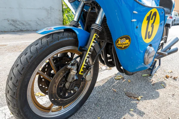 Terni Italia Septiembre 2020 Detalle Una Motocicleta Kawasaky 500 Vintage — Foto de Stock