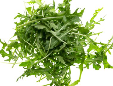 Beyaz arkaplanda roka yaprakları