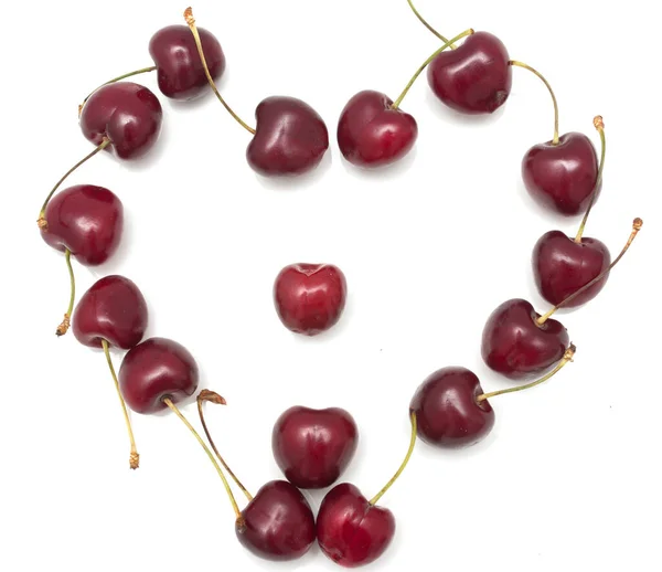 Red Cherries White Background — Stock Photo, Image