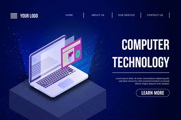Isometric Bilgisayar Web Niş Sayfası — Stok Vektör