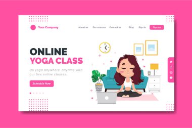 Çevrimiçi yoga sınıfları iniş sayfası tasarımı