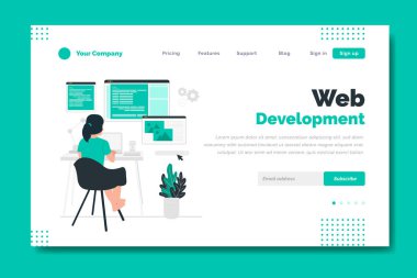 Web geliştirme kavramı düz tasarım